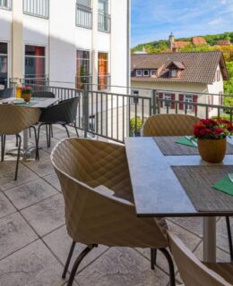 Die gedeckte Terrasse des Aspire Kronprinz
