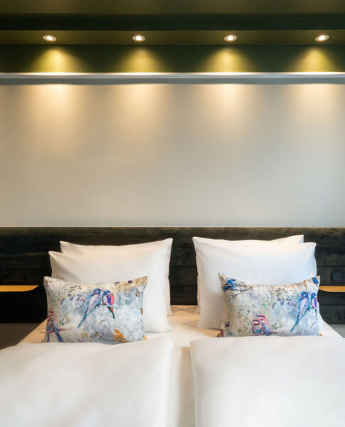 Ein Zimmer mit Kissen im Maison Viktoria