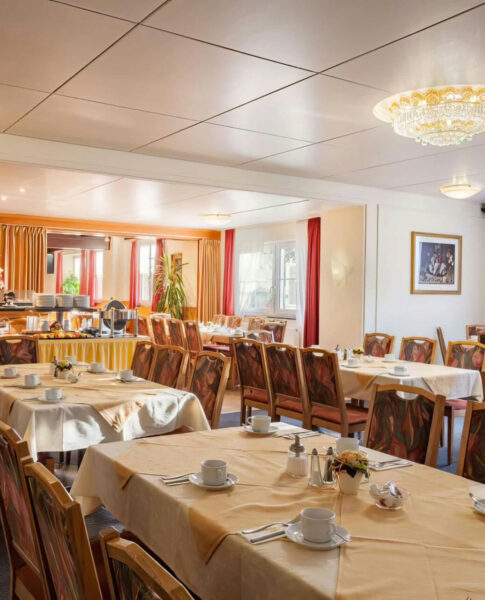 Der Speisesaal im Hotel Kreuz am Bodensee