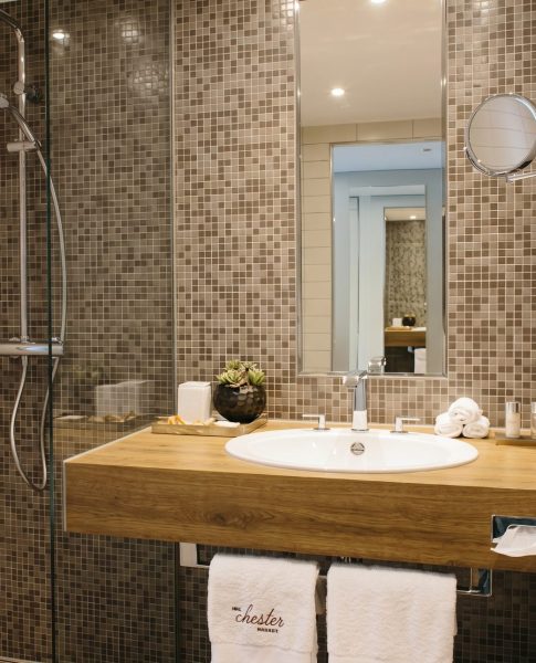 Das Badezimmer im Chester Hotel Heidelberg